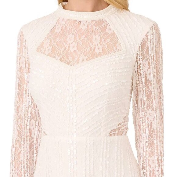Adrianna Papell Womens Illusion Cutout Beaded Lace Mini Dress Size 10 New NWT - Picture 7 of 14